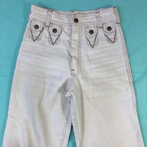 Vintage: cream, high waisted, wide leg jeans